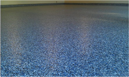 Union chip blend on garage floor by STRONGHOLD FLOORS